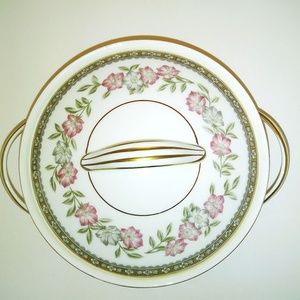 Noritake China Sugar bowl pink, light gray flowers